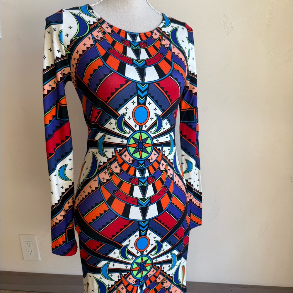 Mara Hoffman Multicolor Geometric & Celestial Long Sleeve Dress